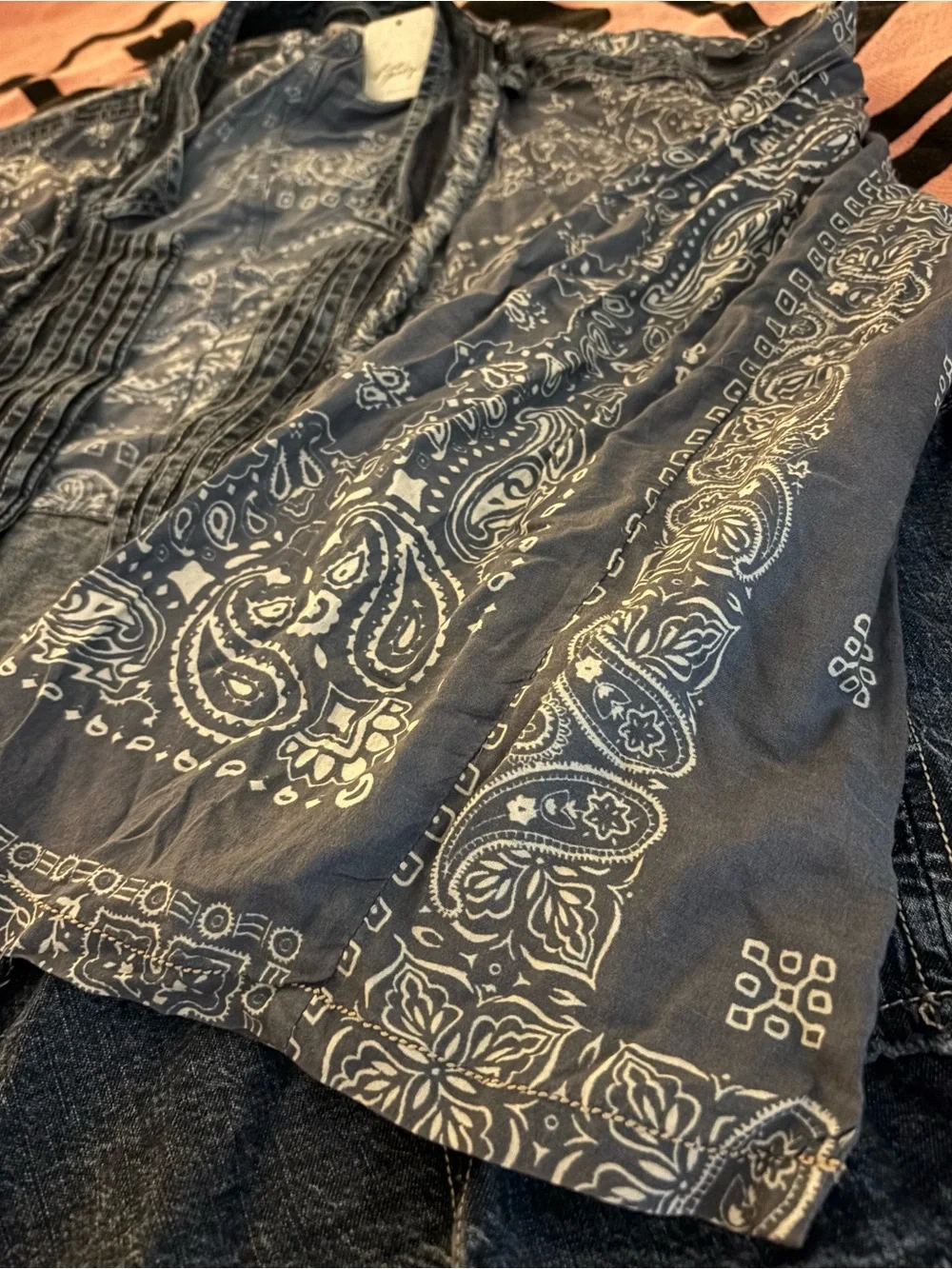 NEW Free People Indigo Patchwork Bandana Jacket